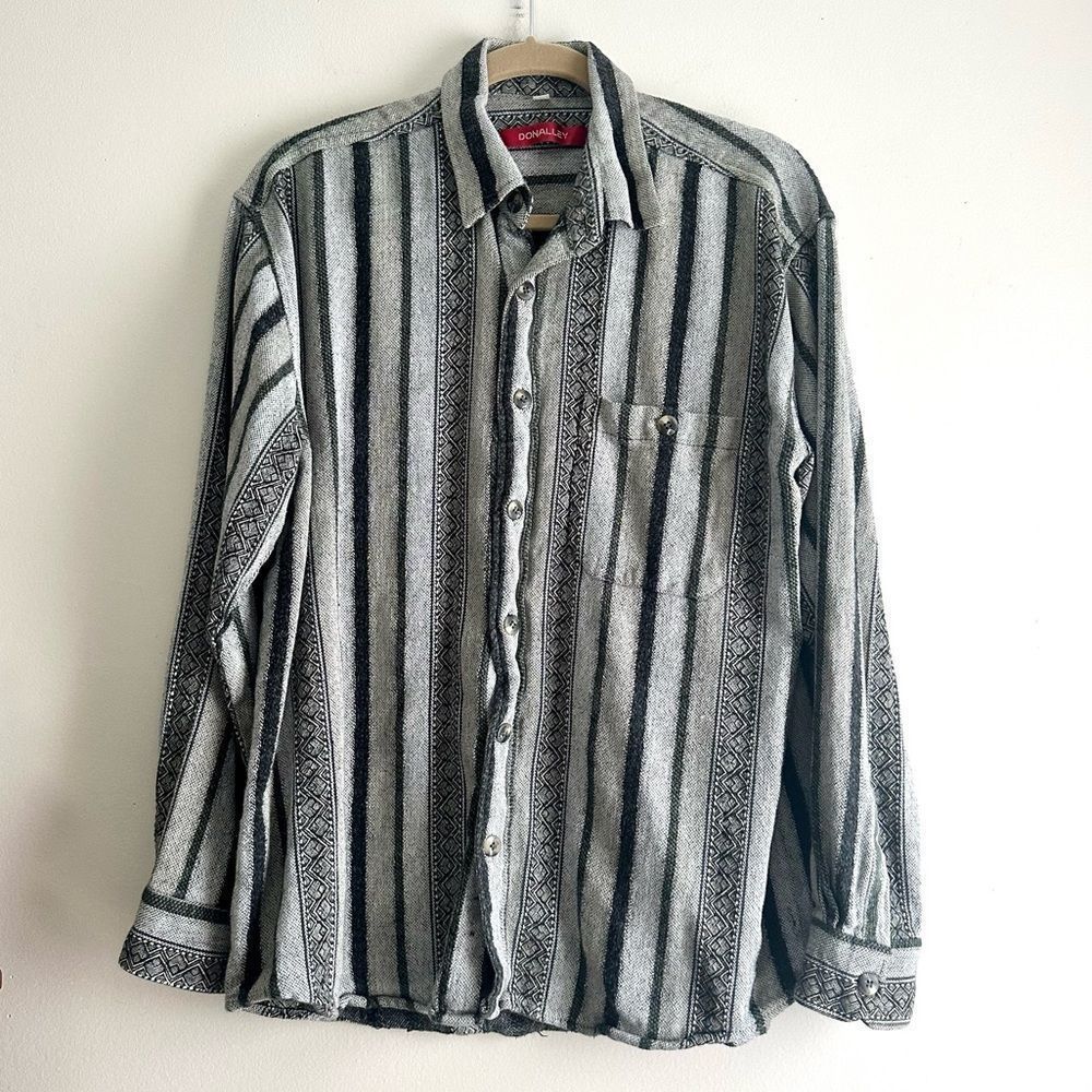 Vintage Aztec Stripe Flannel Button Down Shirt